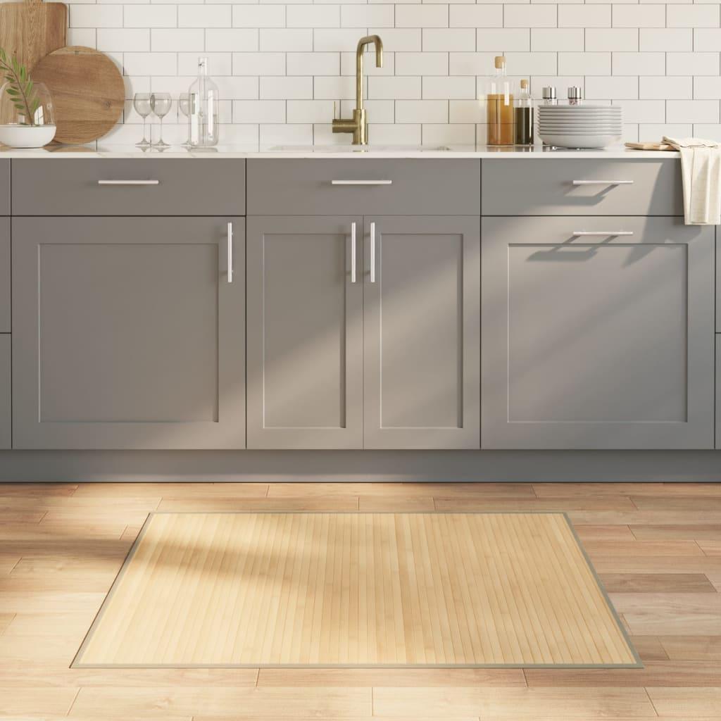 Gulvtæppe 80x100 cm rektangulær bambus lys naturfarvet