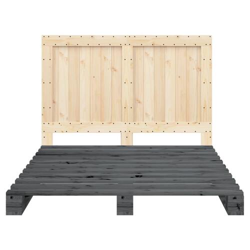 Sengeramme med sengegavl 140x200 cm massivt fyrretræ grå
