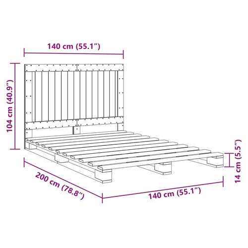 Sengeramme med sengegavl 140x200 cm massivt fyrretræ grå