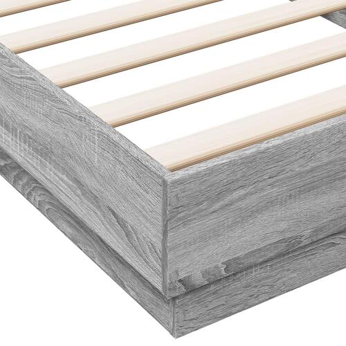 Sengeramme 100x200 cm konstrueret træ grå sonoma-eg