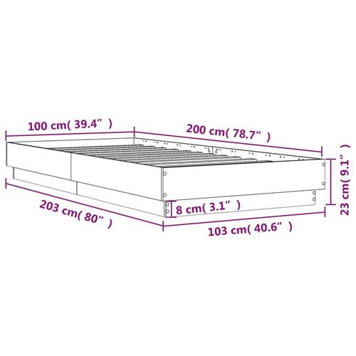 Sengeramme 100x200 cm konstrueret træ grå sonoma-eg