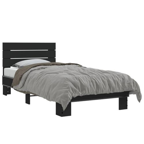 Sengeramme 75x190 cm konstrueret træ og metal sort