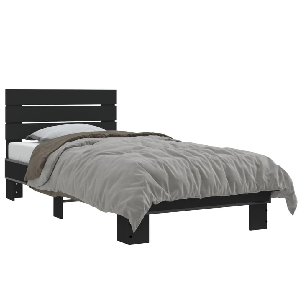 Sengeramme 75x190 cm konstrueret træ og metal sort