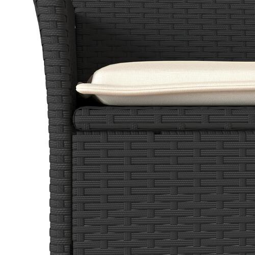 Spisebordssæt til haven 5dele m. hynder polyrattan og glas sort