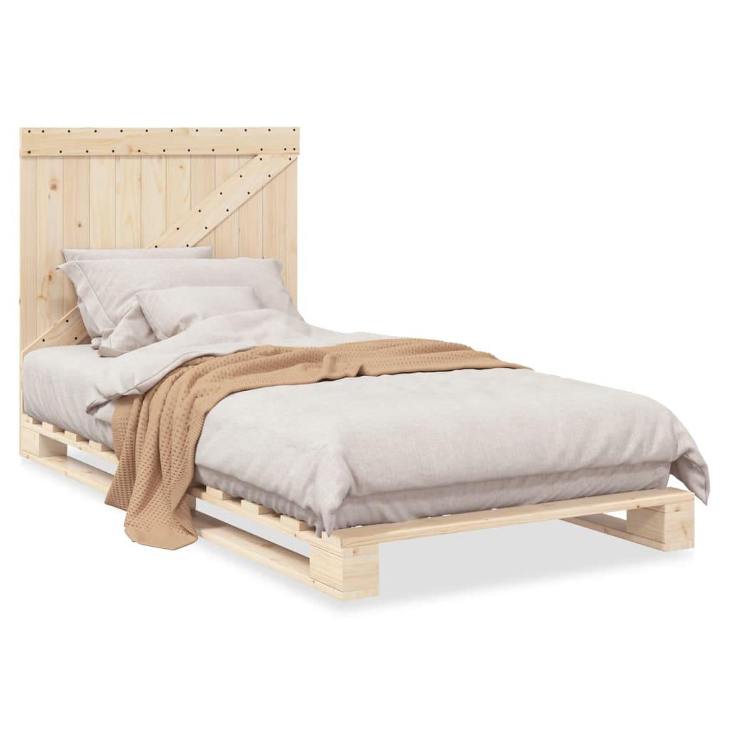 Sengeramme med sengegavl 100x200 cm massivt fyrretræ billede