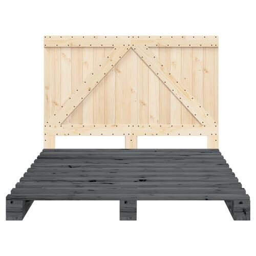 Sengeramme med sengegavl 140x200 cm massivt fyrretræ grå