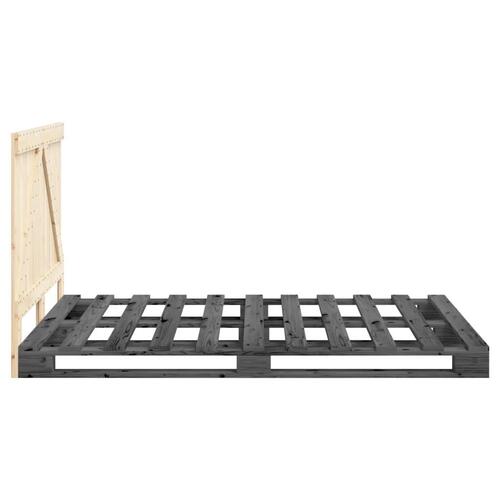 Sengeramme med sengegavl 140x200 cm massivt fyrretræ grå