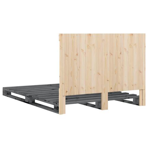Sengeramme med sengegavl 140x200 cm massivt fyrretræ grå