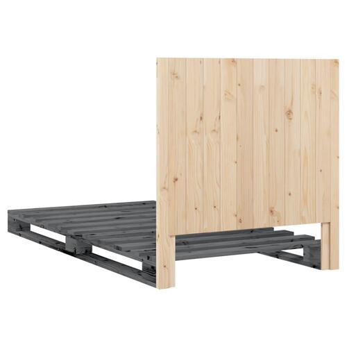 Sengeramme med sengegavl 100x200 cm massivt fyrretræ grå
