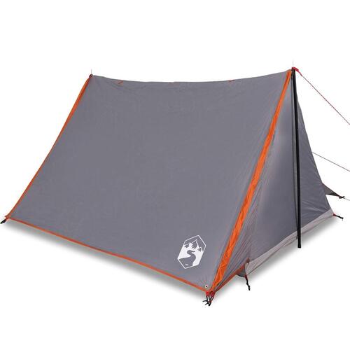2-personers campingtelt vandafvisende grå og orange