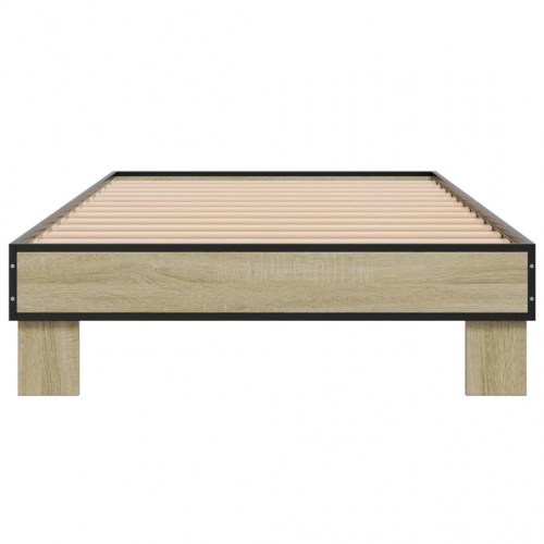 Sengeramme 90x190 cm konstrueret træ og metal sonoma-eg