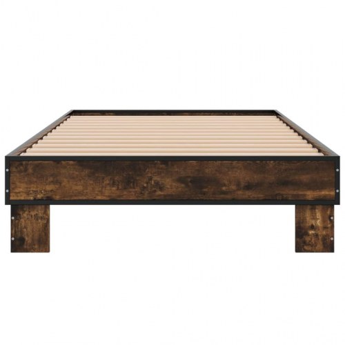 Sengeramme 90x200 cm konstrueret træ og metal røget eg