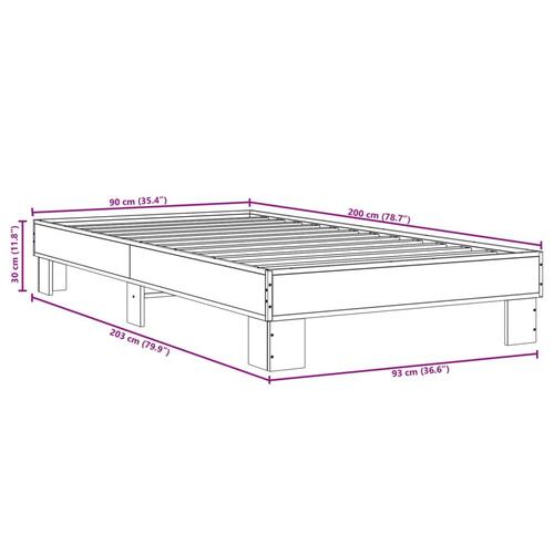 Sengeramme 90x200 cm konstrueret træ og metal brun egetræsfarve