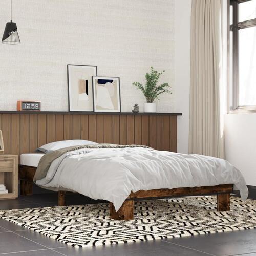 Sengeramme 100x200 cm konstrueret træ og metal røget eg
