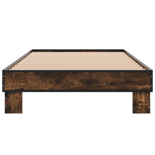 Sengeramme 100x200 cm konstrueret træ og metal røget eg