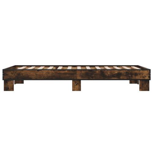 Sengeramme 100x200 cm konstrueret træ og metal røget eg