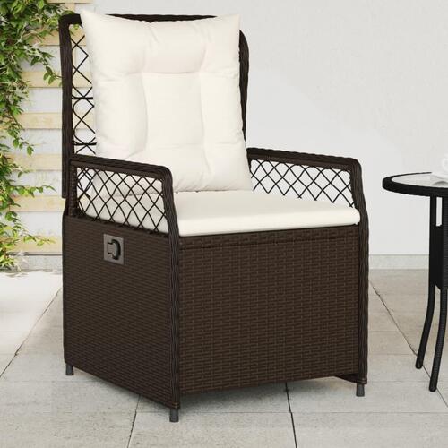 Havestole 2 stk. med lænefunktion polyrattan brun