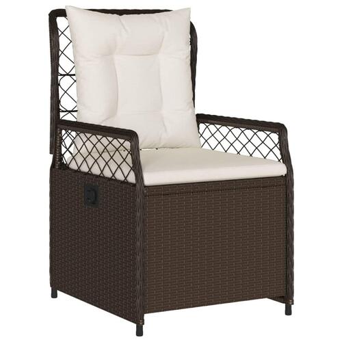 Havestole 2 stk. med lænefunktion polyrattan brun