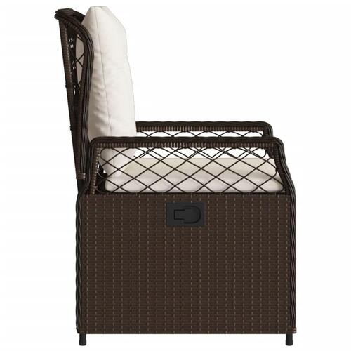 Havestole 2 stk. med lænefunktion polyrattan brun