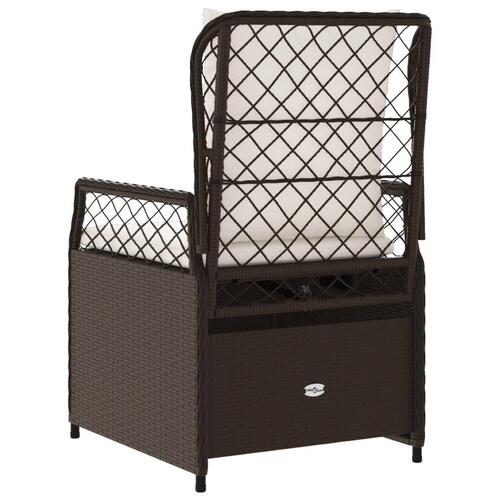 Havestole 2 stk. med lænefunktion polyrattan brun