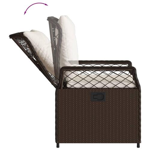 Havestole 2 stk. med lænefunktion polyrattan brun
