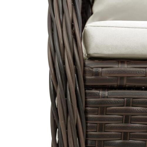 Havestole 2 stk. med lænefunktion polyrattan brun