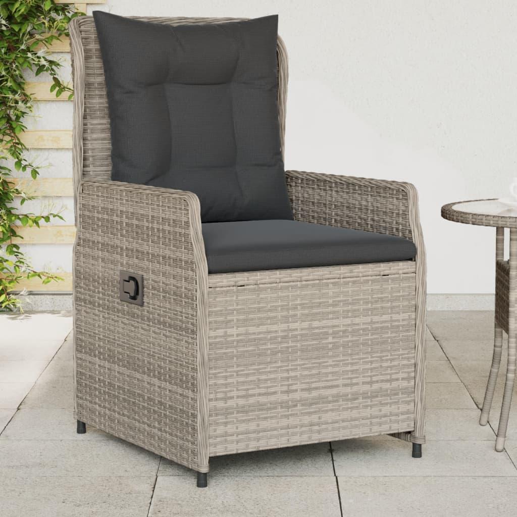Havestole 2 stk. med lænefunktion polyrattan grå