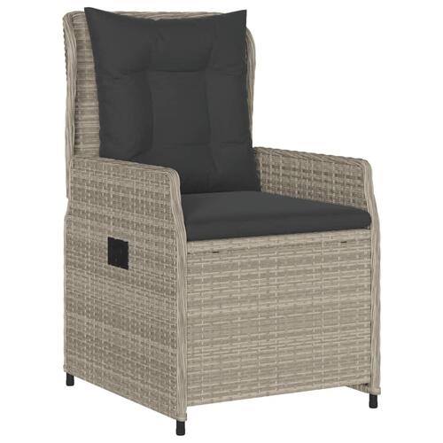 Havestole 2 stk. med lænefunktion polyrattan grå