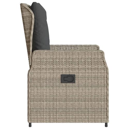 Havestole 2 stk. med lænefunktion polyrattan grå