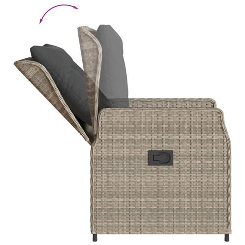 Havestole 2 stk. med lænefunktion polyrattan grå