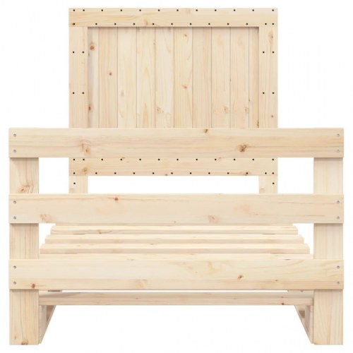 Sengeramme med sengegavl 100x200 cm massivt fyrretræ