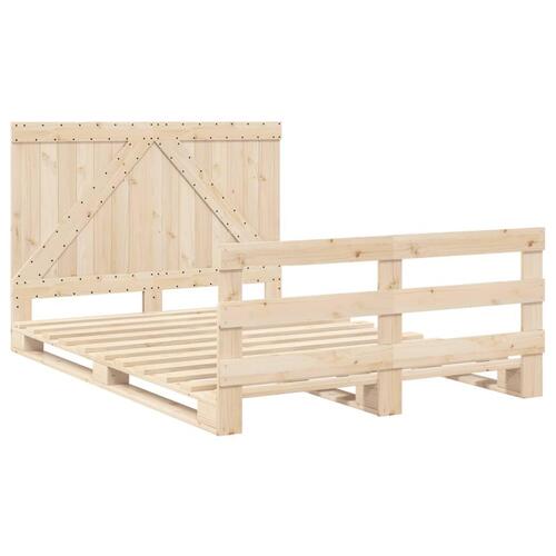 Sengeramme med sengegavl 140x200 cm massivt fyrretræ hvid