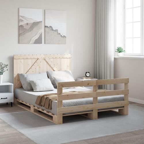 Sengeramme med sengegavl 140x200 cm massivt fyrretræ hvid