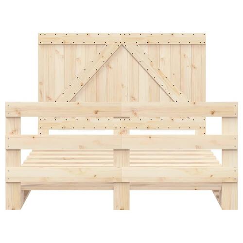 Sengeramme med sengegavl 140x200 cm massivt fyrretræ hvid
