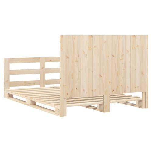 Sengeramme med sengegavl 140x200 cm massivt fyrretræ hvid