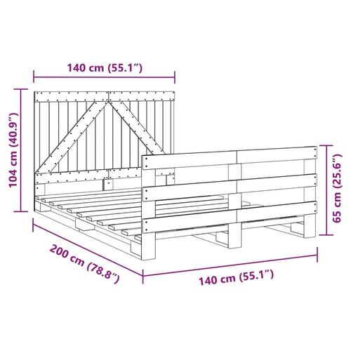 Sengeramme med sengegavl 140x200 cm massivt fyrretræ hvid