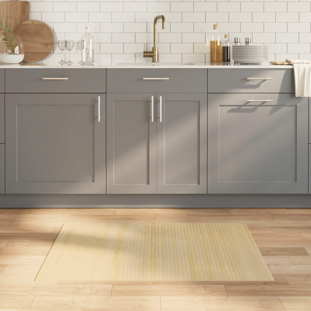 Gulvtæppe 70x100 cm rektangulær bambus lys naturfarvet billede