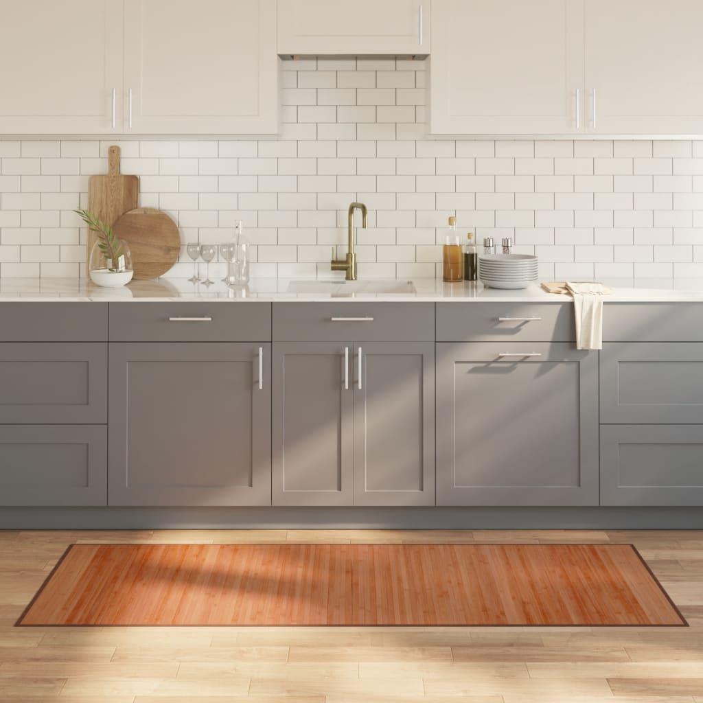 Gulvtæppe 70x200 cm rektangulær bambus brun billede