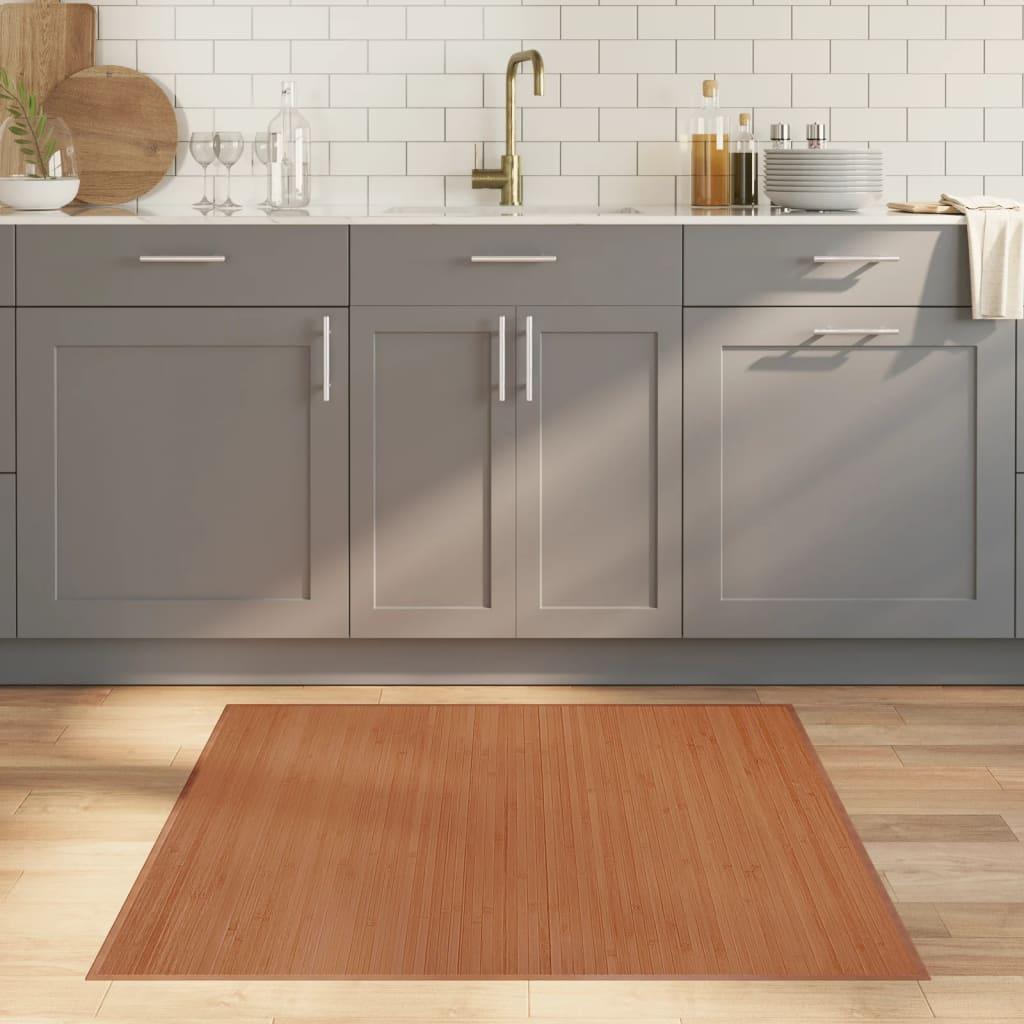 Gulvtæppe 100x100 cm rektangulær bambus naturfarvet