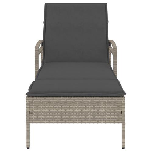 Liggestol med hynde 63x200x81 cm polyrattan lysegrå