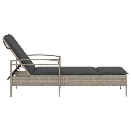 Liggestol med hynde 63x200x81 cm polyrattan lysegrå
