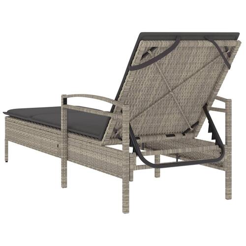 Liggestol med hynde 63x200x81 cm polyrattan lysegrå