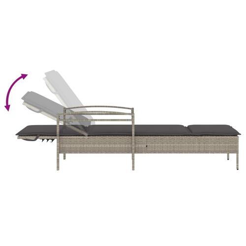 Liggestol med hynde 63x200x81 cm polyrattan lysegrå