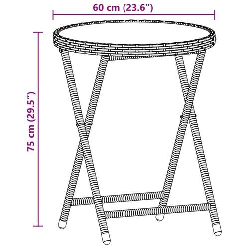 Bistrosæt til haven 3 dele med hynder polyrattan og glas sort