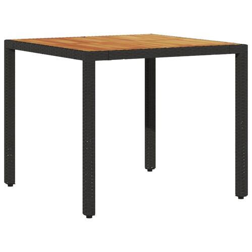 Spisebordssæt til haven 3dele m. hynder polyrattan og glas sort