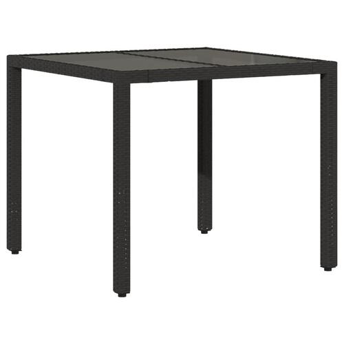 Spisebordssæt til haven 5dele m. hynder polyrattan og glas sort