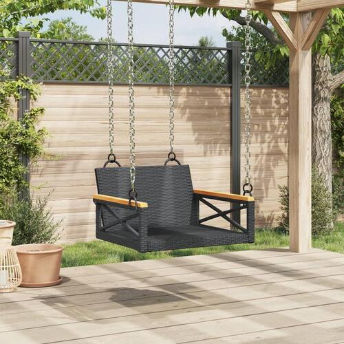 Gyngebænk 63x62x40 cm polyrattan sort
