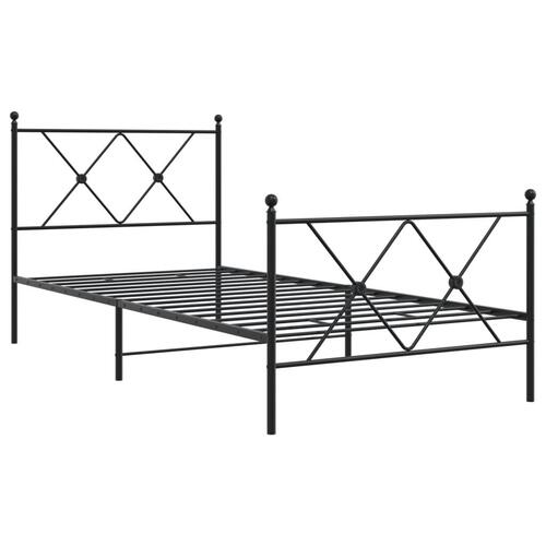 Sengeramme med sengegavl og fodgærde 90x190 cm metal sort