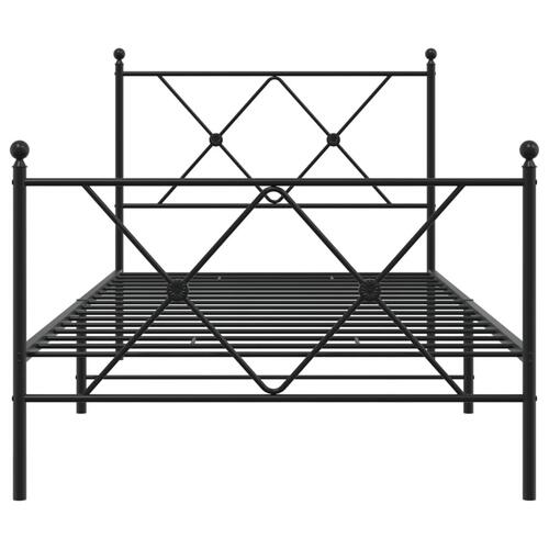Sengeramme med sengegavl og fodgærde 90x190 cm metal sort
