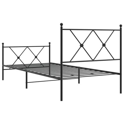 Sengeramme med sengegavl og fodgærde 90x190 cm metal sort
